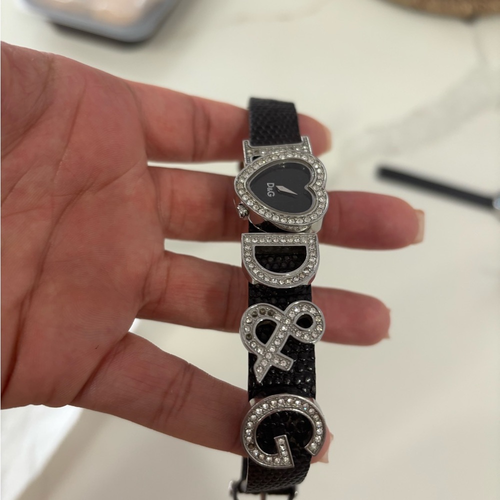 D&G Black and Silver Heart Bracelet Watch
